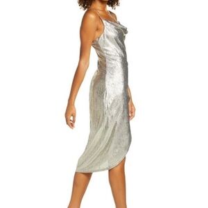 Ever New Melbourne Women’s size 6 Silver Cowl Neck Spaghetti Strap Dress